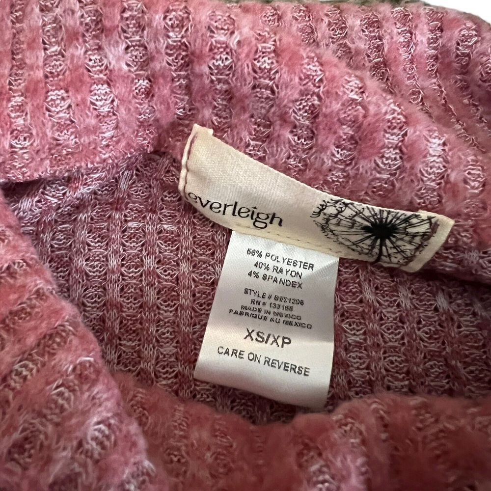 Everleigh‎ Sweater Women’s Size XS Cowl Neck Tunic Top Mauve Long Sleeve Waffle - Picture 4 of 9